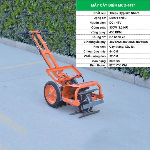 Ảnh của Máy cày chạy điện MCD-4437, Máy cày đa năng, Máy làm đất dùng ắc quy 48V 850W
