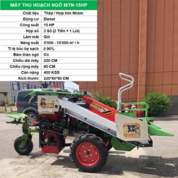 Ảnh của Máy thu hoạch Ngô DIESEL MTN-15HP, Tách bóc bẹ, Băm thân cây, Máy bẻ ngô