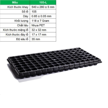 Ảnh của Khay nhựa ươm cây 105 lỗ, Vỉ ươm hạt giống, Khay nhựa ươm hạt rau hoa