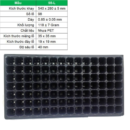 Ảnh của Khay nhựa ươm cây 98 lỗ, Vỉ ươm hạt giống, Khay nhựa ươm hạt rau hoa