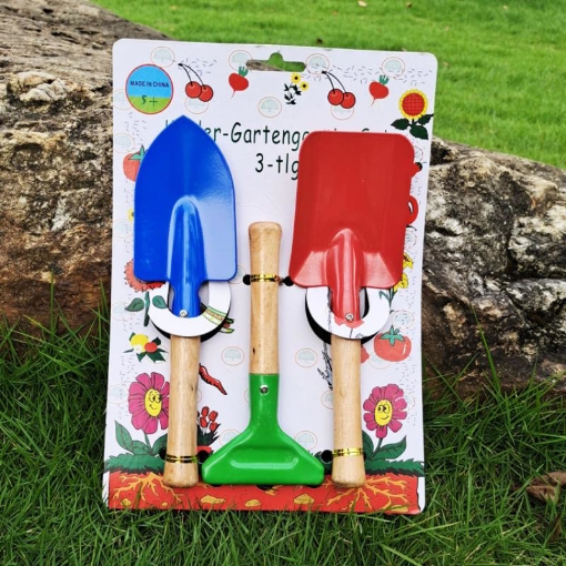 图片 Bộ dụng cụ làm vườn 3 món cán gỗ TXE-3GO5, Bộ Xẻng nhiều màu sắc cho bé