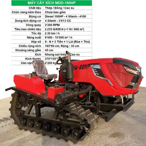 รูปภาพของ Máy cày Diesel tăng áp MDD-100HP, Máy cày bánh xích đa năng, Máy làm đất động Turbocharger