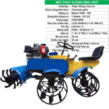 Ảnh của Máy phay ruộng nước MBD-195, Máy bừa Diesel 15HP