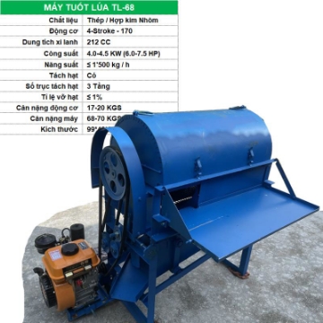 Ảnh của Máy tuốt lúa TL-68, Máy tuốt lúa mini cho gia đình, Máy đập lúa gia dụng