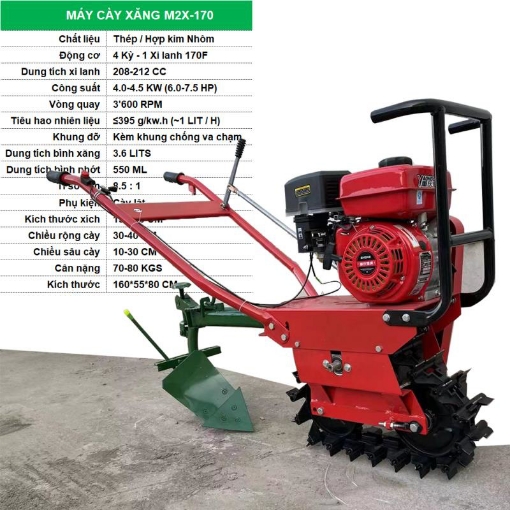 รูปภาพของ Máy cày chạy xăng 4 kỳ M2X-170, Máy cày đa năng, Máy cày xới Đồi Chè