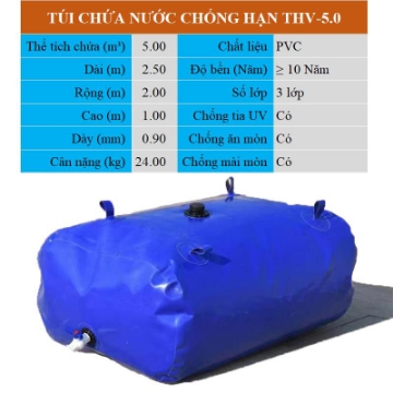Ảnh của Túi chứa nước THV-5.0 m³, Bể nhựa trữ nước di động chống hạn, Bồn nước chống xâm nhập mặn