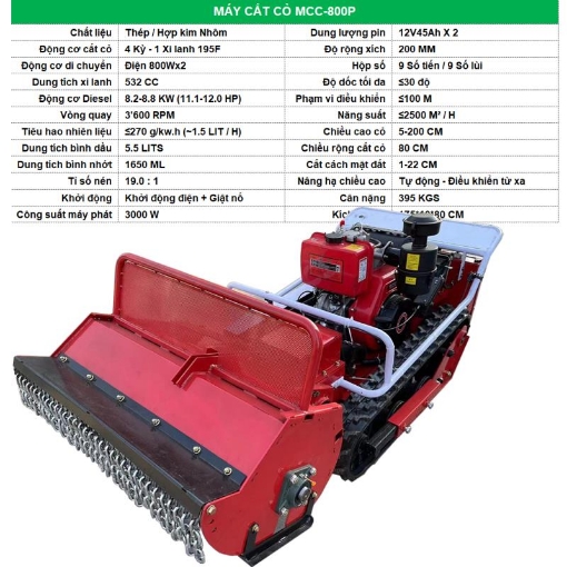 รูปภาพของ Máy cắt cỏ MCC-800P, Rô bốt tự động cắt cỏ vườn, Máy cắt cỏ điều khiển từ xa