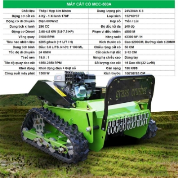 Ảnh của Máy cắt cỏ MCC-500A, Rô bốt tự động cắt cỏ vườn, Máy cắt cỏ điều khiển từ xa cỡ lớn