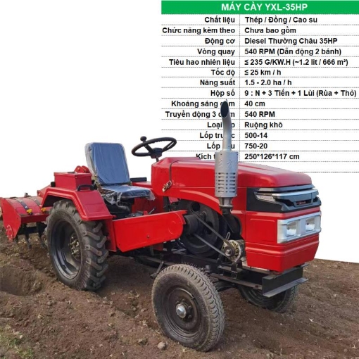 Ảnh của Máy cày Diesel YXL-35HP, Máy kéo 4 bánh lốp đa năng, Kết nối treo 3 điểm
