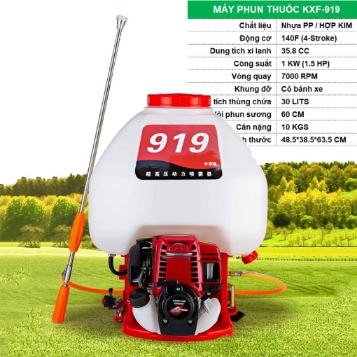 图片 Máy phun thuốc trừ sâu KXF-919, Bình phun sương 30lit, Động cơ xăng 4 kỳ