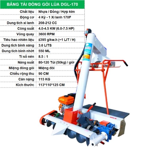 Picture of Băng tải đóng gói lúa DGL-170A, Máy đóng gói lúa, Máy thu gom nông sản