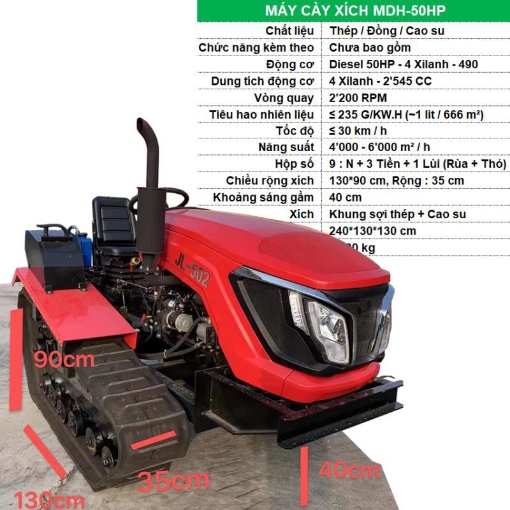 Ảnh của Máy cày Diesel MDD-50HP, Máy kéo bánh xích đa năng, Máy làm đất động cơ dầu
