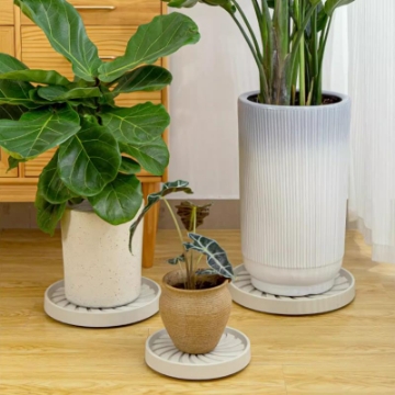 Ảnh của Giá để chậu hoa bằng nhựa DHC-33 cm, Kệ để chậu cây cảnh 5 bánh, Đế chậu cây có bánh xe lăn