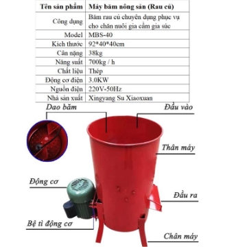 Ảnh của Máy băm nông sản rau củ MBS-40, Máy băm thức ăn cho Gia súc Gia cầm Lợn Gà