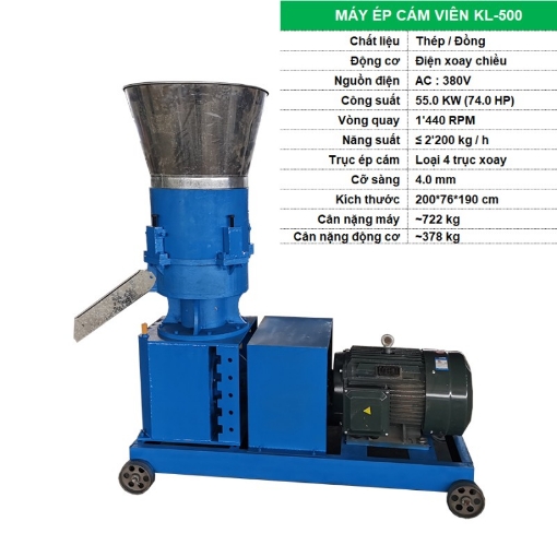 Ảnh của Máy đùn cám viên KL-500, Máy sản xuất ép cám viên cho Gia súc, Gia cầm, Lợn, Gà, Vịt