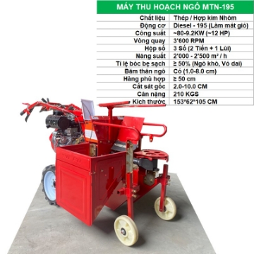 Ảnh của Máy thu hoạch Ngô MTN-195, Máy thu bắp 3 chức năng Thu hoạch, Bóc bẹ, Băm thân cây
