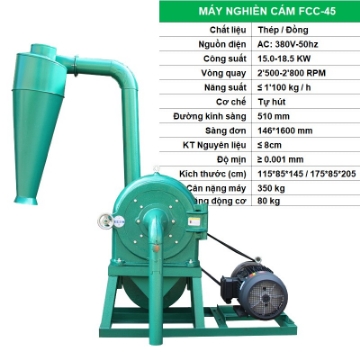 Ảnh của Máy nghiền cám FFC-45, Máy nghiền thức ăn cho cho Gia súc, Gia cầm, Cá, Máy xay nghiền bột