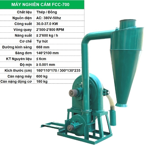 图片 Máy nghiền cám FFC-700, Máy nghiền thức ăn cho cho Gia súc, Gia cầm, Cá, Máy xay nghiền bột