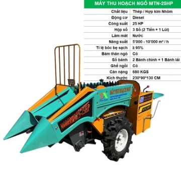 Ảnh của Máy thu hoạch Bắp DIESEL MTN-25HP, Tách bóc bẹ, Băm thân cây, Máy bẻ ngô