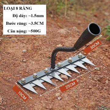 Ảnh của Cào đất CAO-08 8 Răng, Dụng cụ cào cỏ, Làm tơi xốp đất, cào rác
